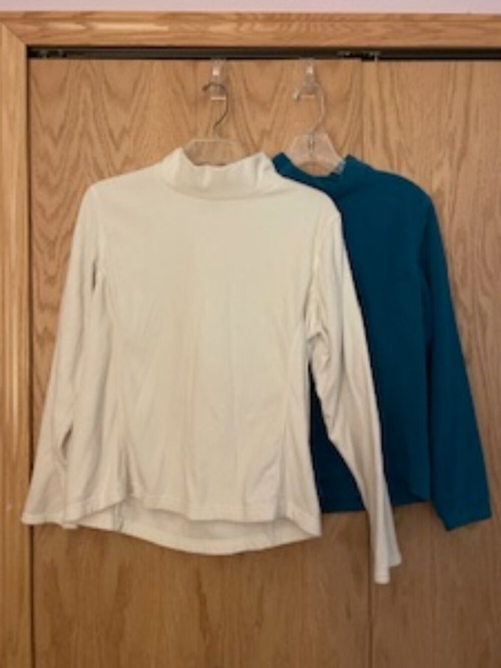 2 Lands' End fleece tops (teal and off white) - MP